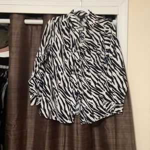 Animal print buttons down